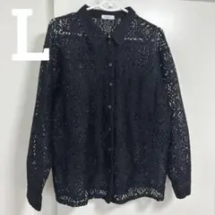 メルカリ市 限定価格ESTACOT レースシャツ 長袖 ブラック 編みシャツ 秋