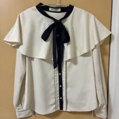 4/8値下げ【REDYAZEL】ホワイト フリル リボン シャツ ブラウス 長袖