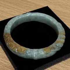 翡翠 天然ジェーダイト バングル 鑑別書付 緑 茶色柄あり