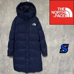 ノースフェイス ロングダウン ベンチコート メンズS ネイビー ダウンコート