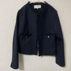 grove ノーカラージャケット L ネイビー