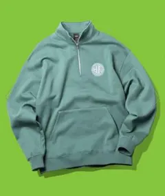 早い者勝ち　HUF グリーン ハーフジップ スウェット