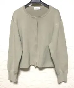 human woman カーキ ジップアップカーディガン