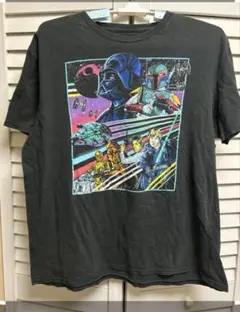 古着 映画 スターウォーズ アメコミ風 キャラクタープリント Tシャツ 黒 L