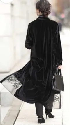 CAWAIl FRENCH PAVE 刺繍　光沢ベロアシャツワンピース