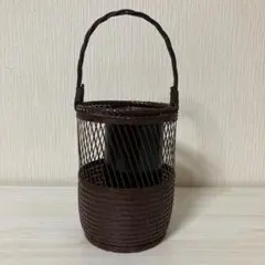 竹籠 花入 手付き 、竹泉在銘アリ華道 茶道具 - メルカリ