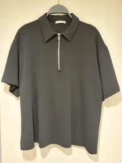 ZARA ブラック Mサイズ MEX 40ハーフジップ ポロシャツ