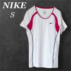 【NIKE】 DRI-FIT半袖スポーツTシャツSサイズホワイト/ピンク