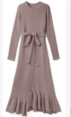 グレイルGRLリボンベルト付きケーブル切り替えニットワンピース