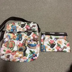 レスポートサック　ハワイ限定ウクレレ柄　ショルダーバッグ&ポーチ
