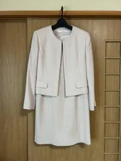Aylesburyノーカラージャケット ワンピース セットアップ　淡いピンク