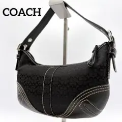 極美品✨未使用級【コーチ】ワンショルダーバッグ ホーボー シグネチャー ブラック