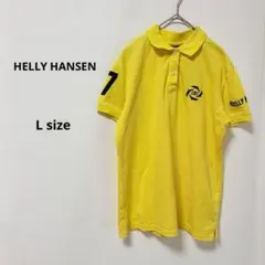 HELLY HANSEN ポロシャツ　L 半袖　イエロー　ロゴ刺繍のサムネイル
