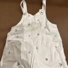 花柄刺繍 ホワイトオーバーオール　1.2回着ました