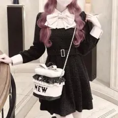 ハニーミュウ イモちゃん ビッグリボンツイードプリーツワンピース