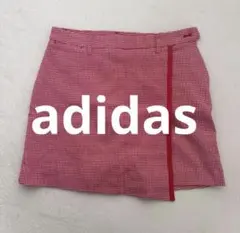 【美品】アディダスadidas GOLF サイドスリット　赤　格子柄