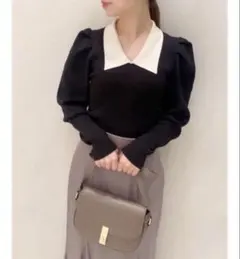 snidel ニットカラーパフスリプルオーバー