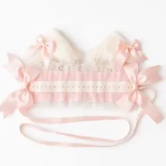 猫耳＆ヘッドドレス リボン ハロウィン コスプレ ピンク