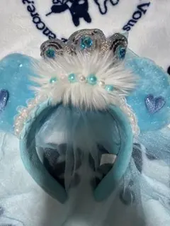 水色ティアラ付きカチューシャ