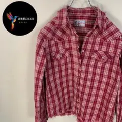 長袖シャツ Lee ウエスタンシャツ 赤 チェック ポケット シンプル 古着
