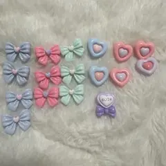 デコレーションパーツ リボンとハート 17個セット