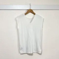 VIS Vネック フレンチスリーブ ニットベスト F 白 レイヤード レイヤードのサムネイル