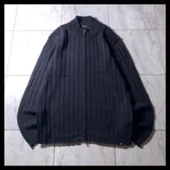 00s Calvin Klein ダブルジップ コットン ドライバーズニット 黒