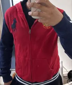 POLO RALPH LAUREN ジップパーカー XL 赤/ネイビーS〜M