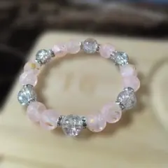 ハンドメイド ビーズブレスレット ピンク系