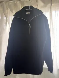 【美品】【値下げ】BEAUTY&YOUTH ハイネックセーター 黒　ハーフジップ