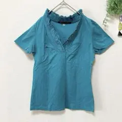 【ミッシェルクラン】 フリルカットソー M相当 半袖 vネック キレカジ 春夏のサムネイル