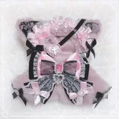 響花ページ おすわり ぬい服 おすわりぬい服 ぬい服 着ぐるみ ちびぐるみ 地雷系 黒×ピンク