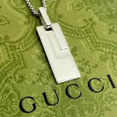 GUCCI 구찌 컷 아웃 플레이트 목걸이 실버 925