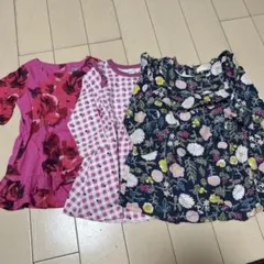 ピンクや花柄のワンピース3点セット！ 80