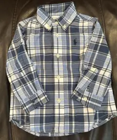 Ralph Lauren チェック柄シャツ 12M 青　ラルフローレン　美品