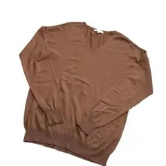 ノーブランド　ブラウン Vネック 長袖ニット　訳あり　セーター　Ｍ