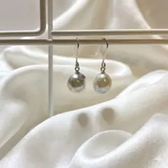 あこや貝バロックパール　フックピアス シルバー925刻印あり　パールが揺れる