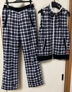 ellesse チェック柄 綿入りベストとパンツセット