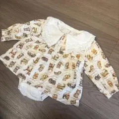 Cottoli 猫プリントレースロンパース　80cm
