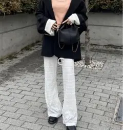 hinari カットレースイージーパンツ ホワイト XSサイズ