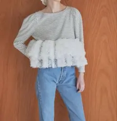 M me eme Halterrosetteribbonlacehemtops - メルカリ