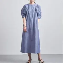 UNITED ARROWS ギャザー ボリュームスリーブ ワンピース マキシ丈