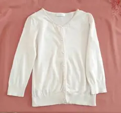 anysis　パールドット柄　アイボリー パール装飾 長袖カーディガン サイズ2