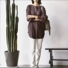 未使用タグ付き BAYFLOW ハイウエストテーパード オフホワイト 24 M