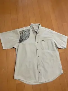 Woolrich 90s 半袖ワークシャツ XL ベージュ 迷彩柄 メキシコ製