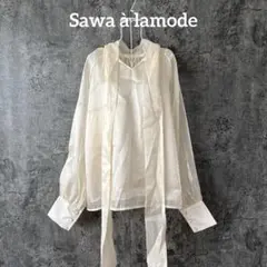 659 Sawa à lamode サワアラモード シアーブラウス 長袖 リボンのサムネイル