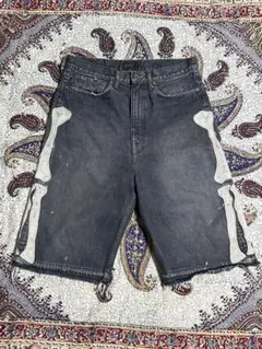 KAPITAL]14ozブラックデニム5PショートパンツBONE刺繍サイズ34のサムネイル