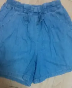 デニムブルー ハーフパンツ リボン付き