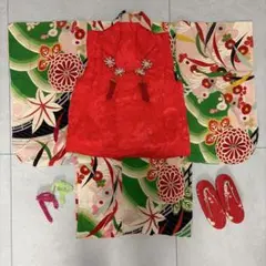 NA188アンティーク子供着物被布2点セットしつけ糸付き綺麗2.3歳用