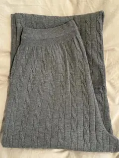 ウォッシャブルニットケーブルパンツ　グレー